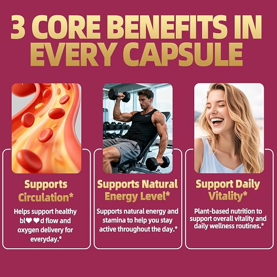 VPKIN Beet Root Capules,2555mg Beets Supplements for Nitric Oxide, for Heart & Circulation Support - Olive Leaf, Hawthorn Berry,Vegan,120 Capsules(Pack of 1)