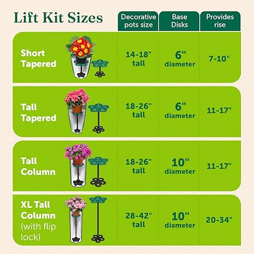 Miniatura 7 de Lift Kit Planter Insert, para macetas extra grandes y contenedores de plantas grandes, interiorexterior, elevación de columna XLalta 21-34"