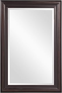 Howard Elliott George Rectangular Wood Framed Wall Vanity Mirror, 53047, Rectangular, Oil Rubbed Bronze
