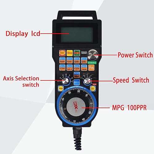Miniatura 4 de CNCTOPBAOS Volante de mano Mach3 con cable USB de 6 ejes MPG, control remoto E-Stop, enrutador CNC controlador electrónico manual generador de pulso