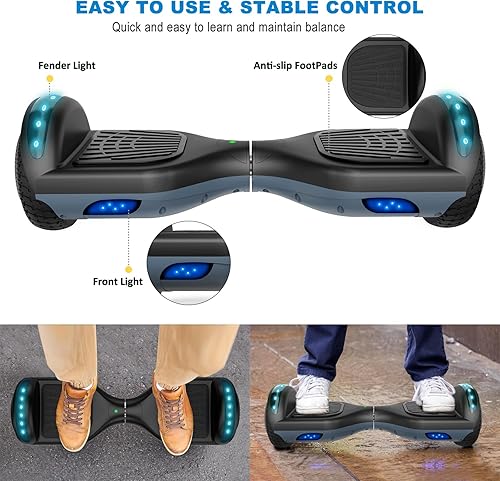 Miniatura 3 de FLYING-ANT Hoverboard, aeropatinetas autoequilibrantes de 6.5 pulgadas con Bluetooth y luces LED intermitentes, hover board para niños y adolescentes