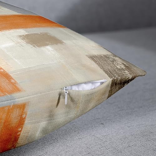 Miniatura 10 de Emvency Juego de 2 fundas de almohada geométricas modernas con pintura abstracta, decoración del hogar, cuadradas, estándar, 18 x 18 pulgadas