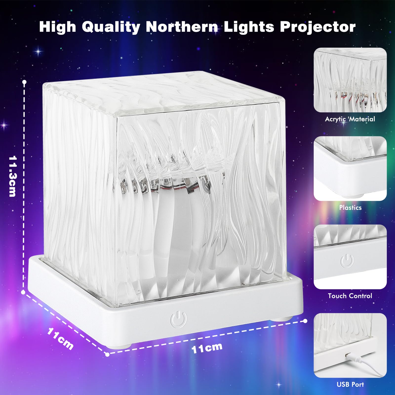 Dreamy Cubby Luce notturna alla moda, luce del proiettore galassia, LED cambia colore e circuito di modalità, moderna/futuristica/tema spaziale, luce per bambini, camera da letto/festa/sala giochi