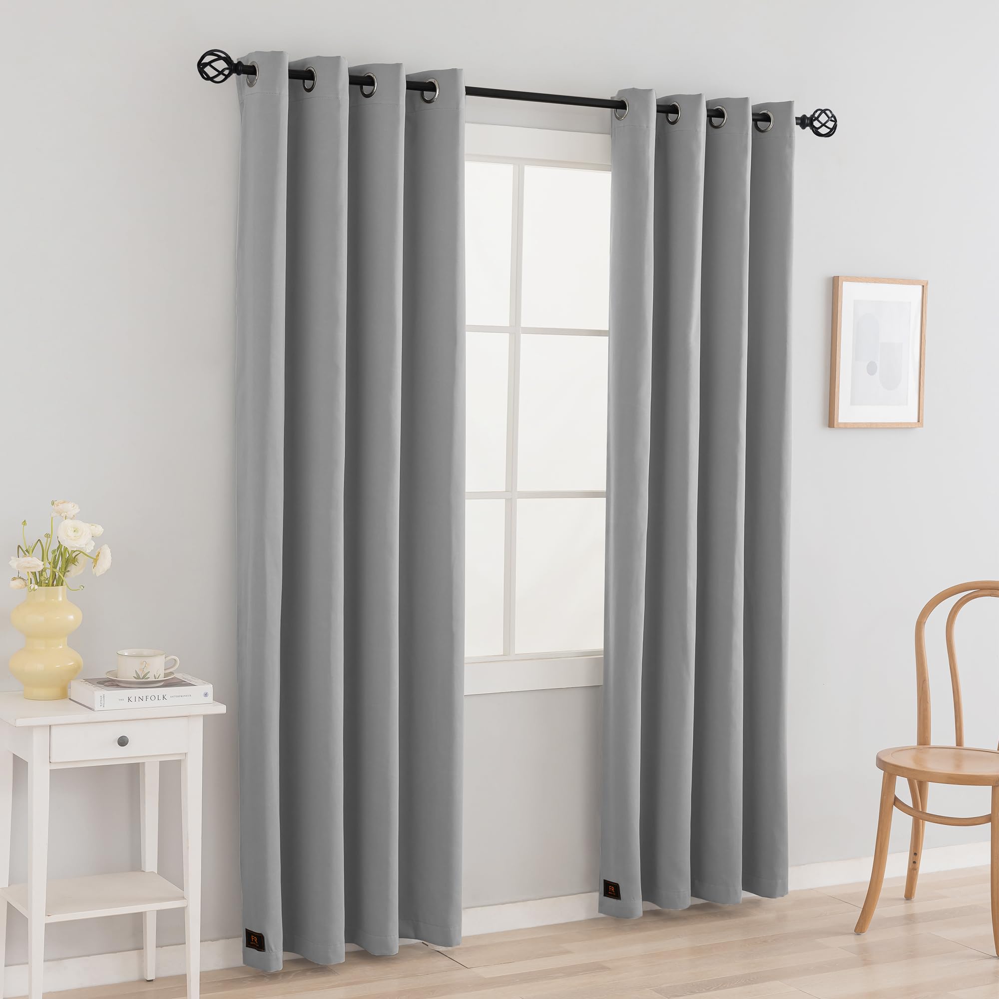 Phating Fire Retardant Curtain, Flame Resistant Blackout Curtains Room Darkening for School Classroom Dorm Nursing Home(2Panel, Grey, 52X72 inch) โ image 1