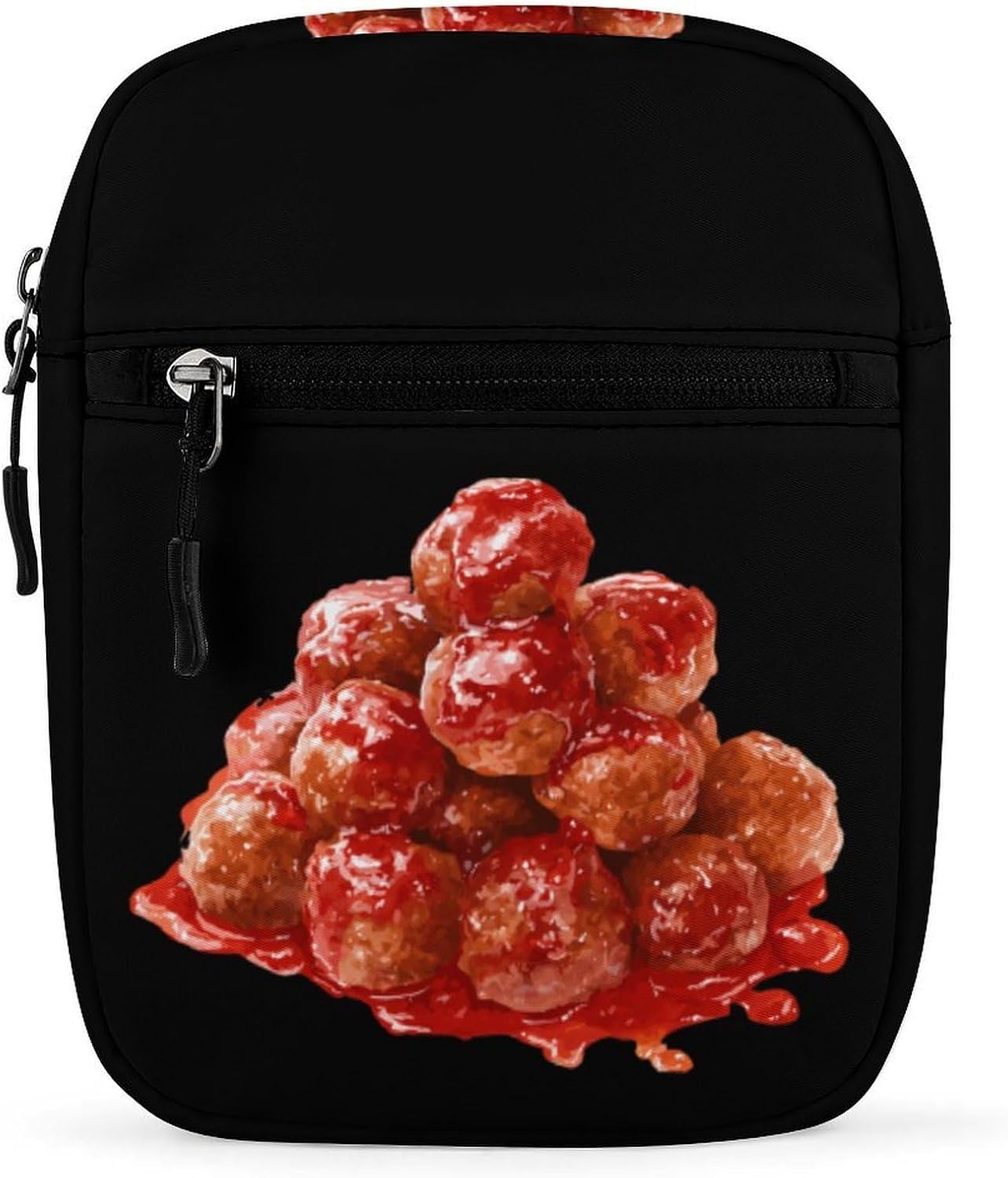 Meatballs Tomatoes Sauce Small Crossbody Bag Sling Shoulder Satchel | for women men,work travel workout,detachable and adjustable shoulder strap