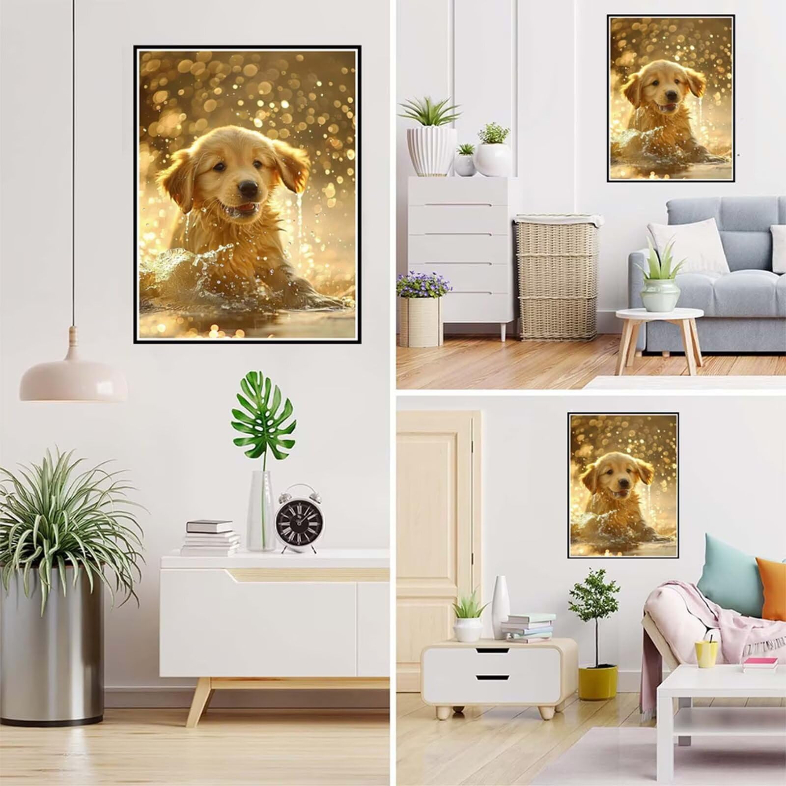 Diamond Painting Hund Malen Nach Zahlen Erwachsene, 5D Diamant Painting Bilder Tier Diamond-painting Mosaikherstellung Bastelset Kinder ab 6 Jahre, Deko Wohnzimmer, Mädchen Geschenke 80x110cm 6X-703