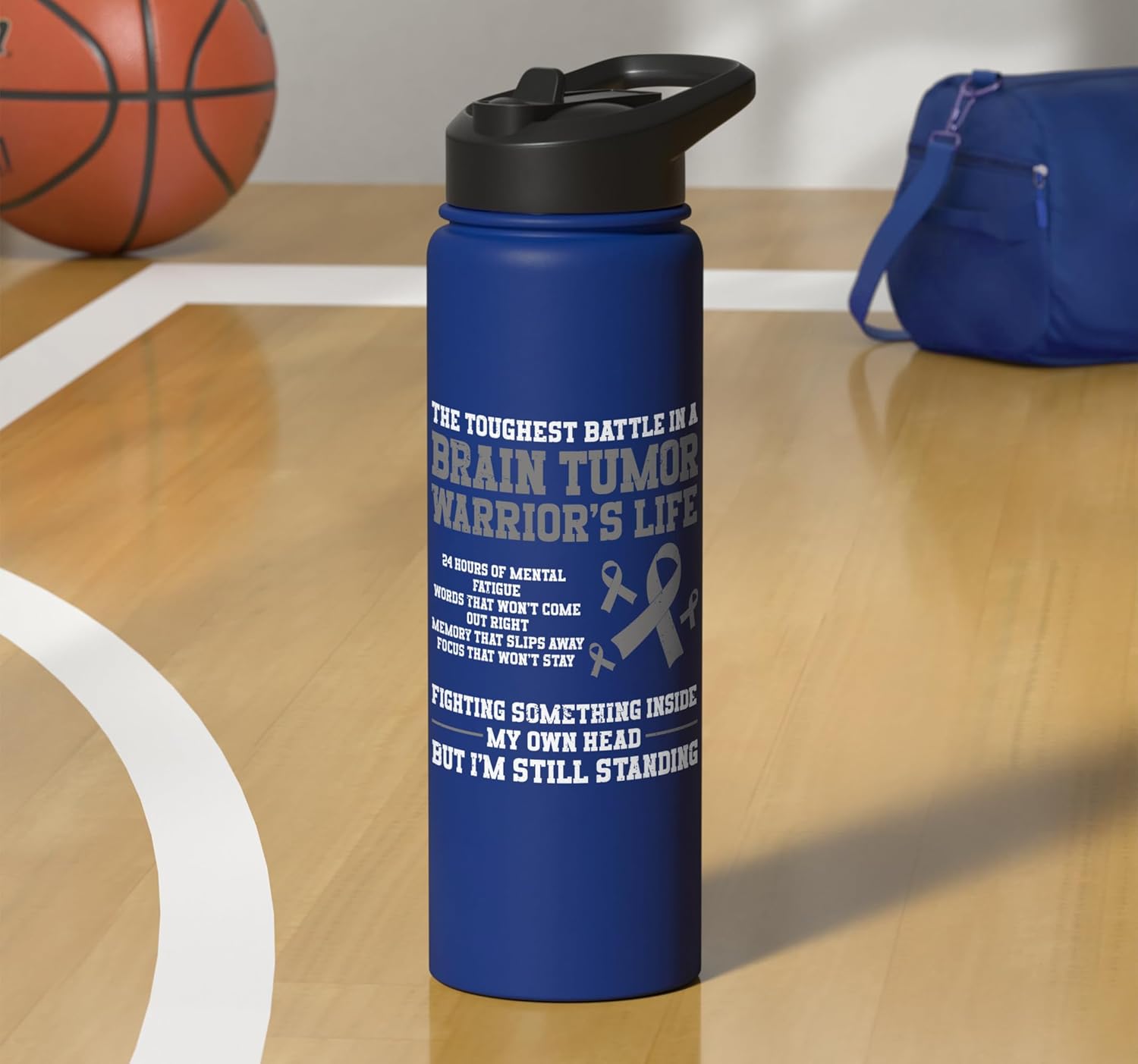 Brain Tumor Warrior Brain Cancer Stainless Steel Insulated Water Bottle