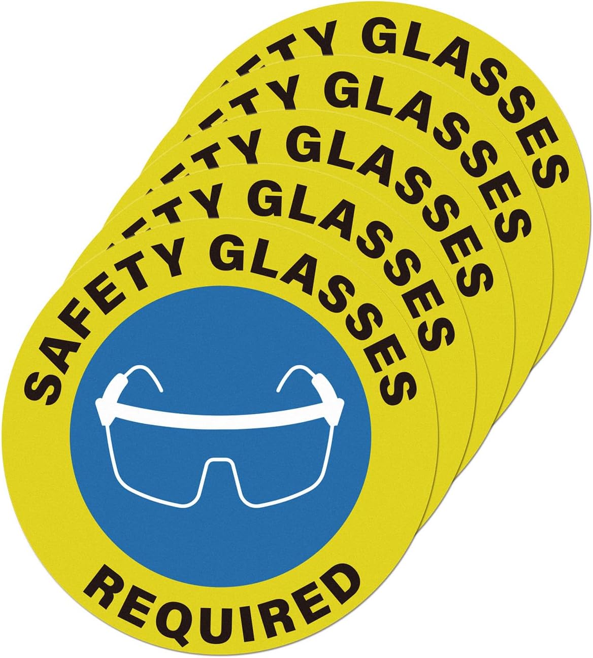 5 Pack Safety Glasses Required Sticker 17 × 17 Inches Eyes Protection Caution Warning Safety Sign Self Adhesive Vinyl Waterproof Signage for Factory Warehouse Workplace