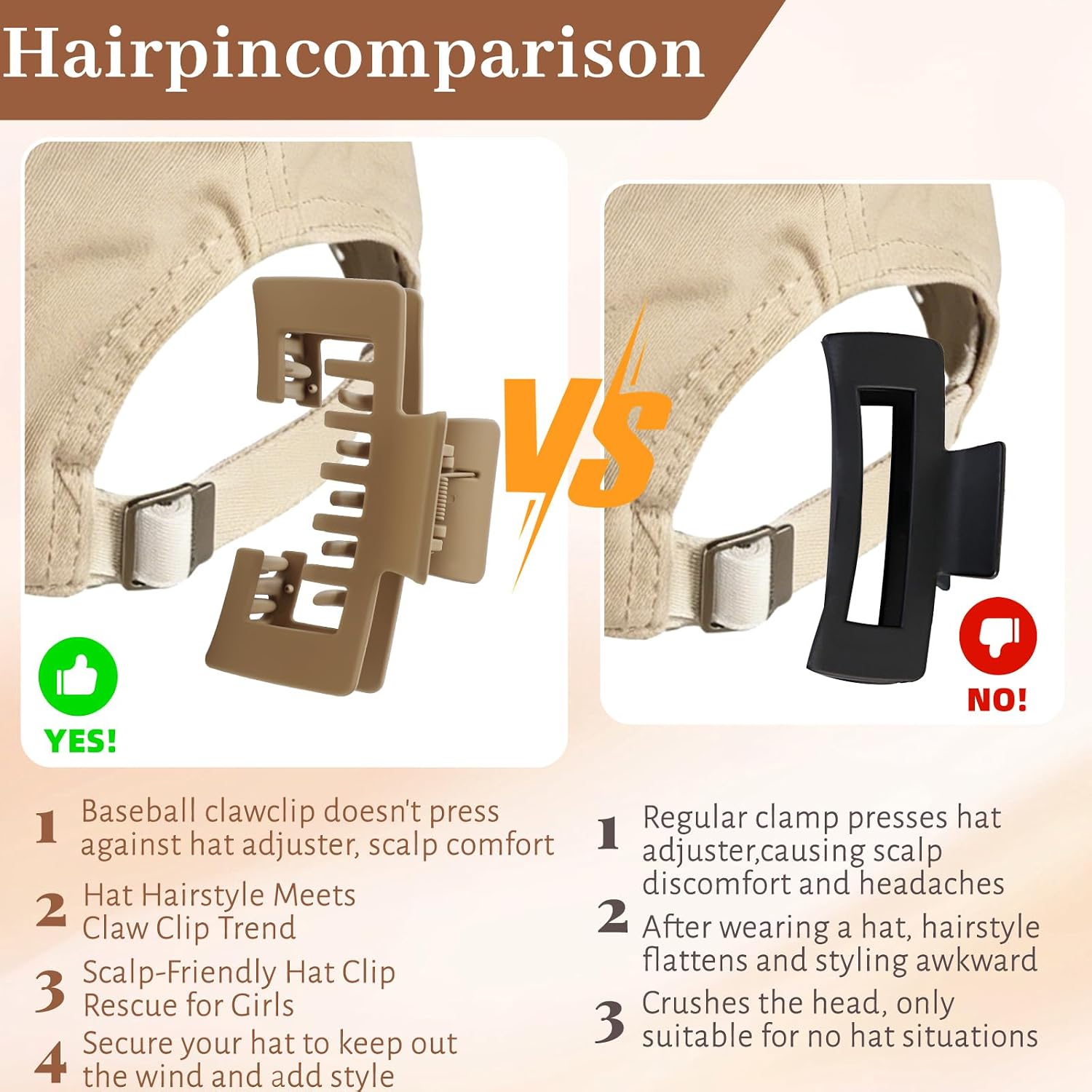 4Pcs Hat Claw Clips for Women with Secure Hold Non-Slip For Baseball Caps