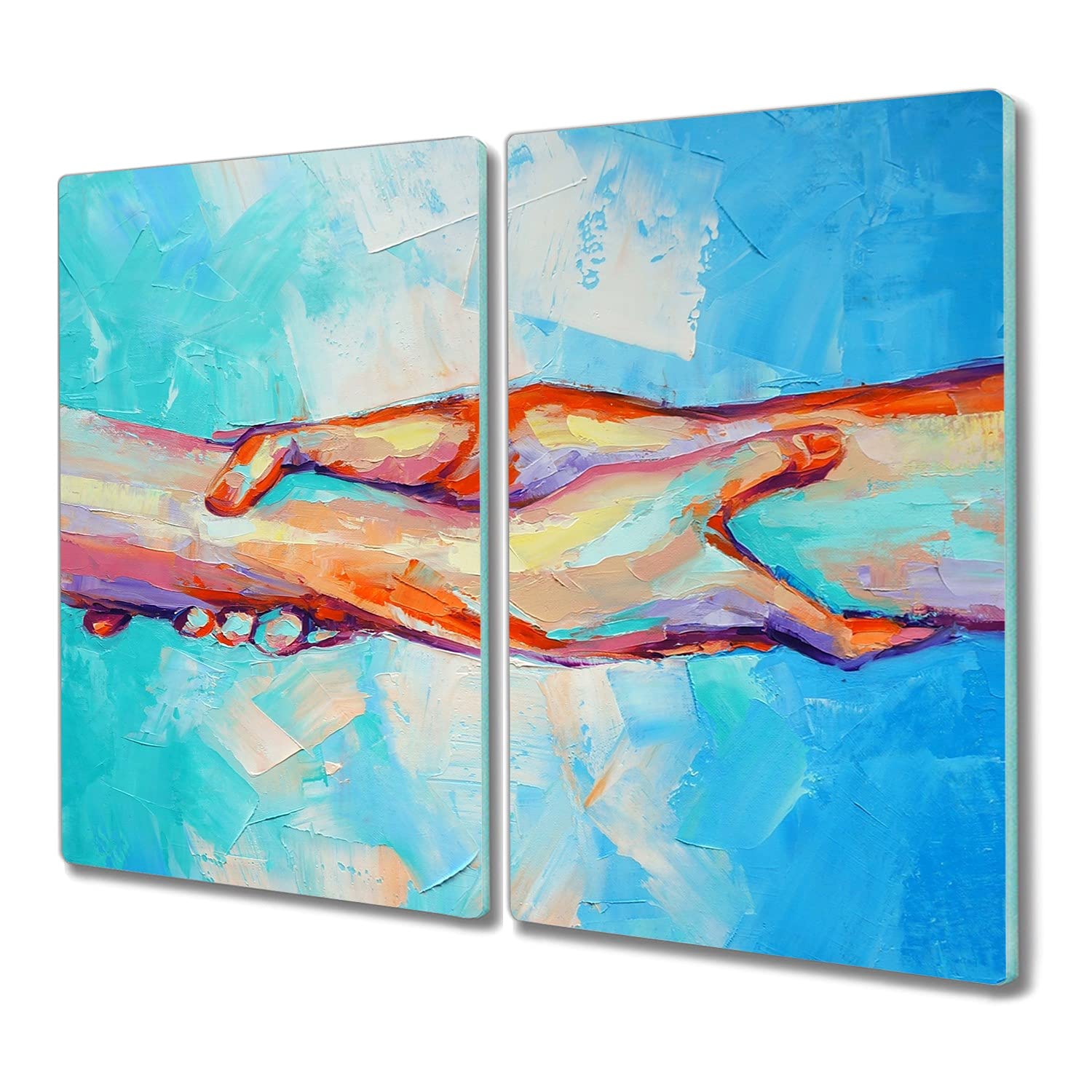 Planche à découper induction en verre trempé de sécurité 2x30x52cm motif artistique