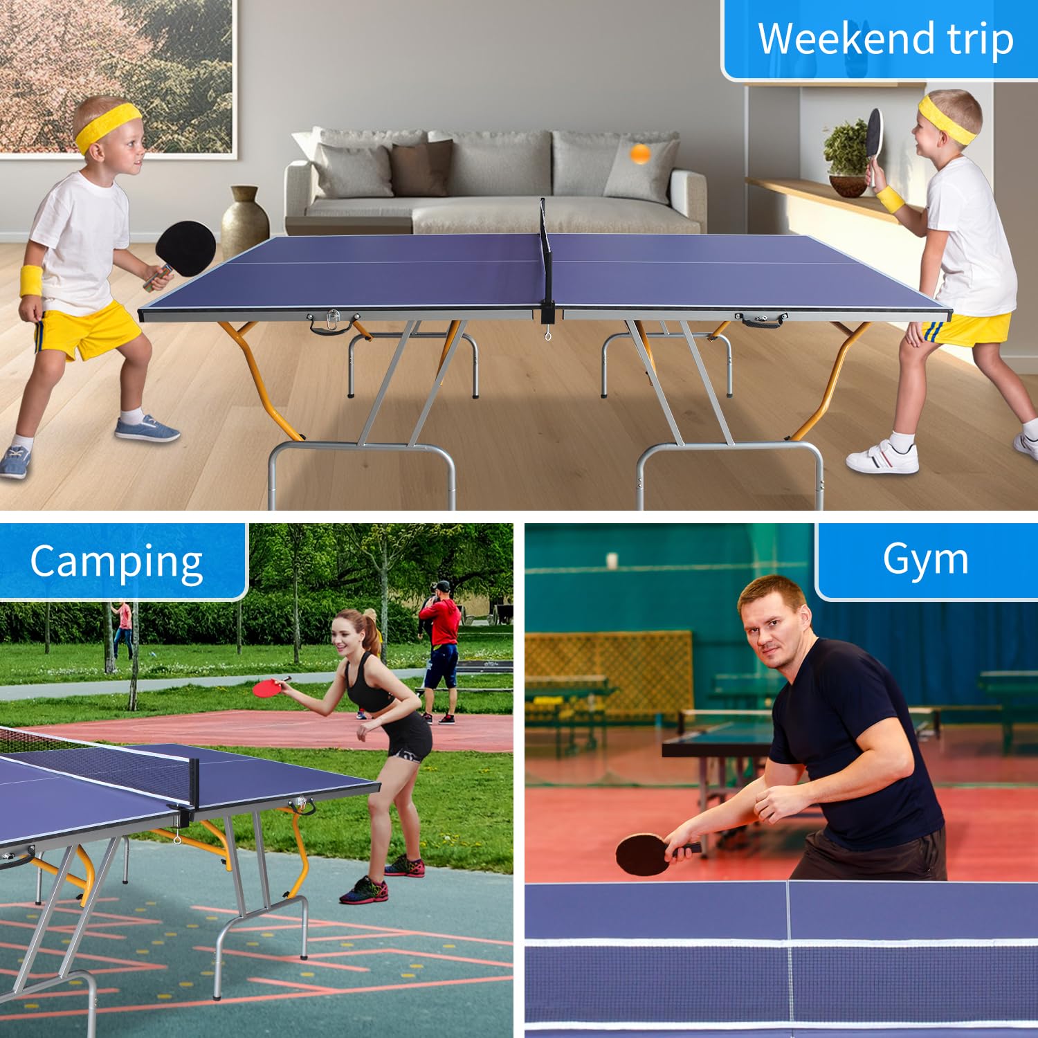 8x4FT Foldable Ping Pong Table - Indoor/Outdoor With Net, Paddles & Balls
