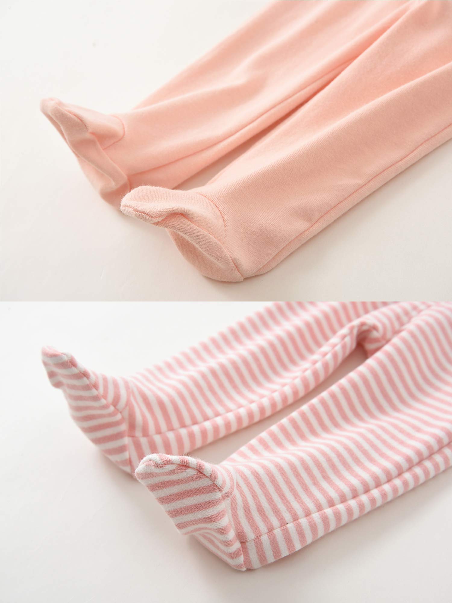 BINIDUCKLING Lot de 3 pantalons taille haute avec pieds pour bébé garçon et fille - En coton - Pantalon bouffant avec pieds