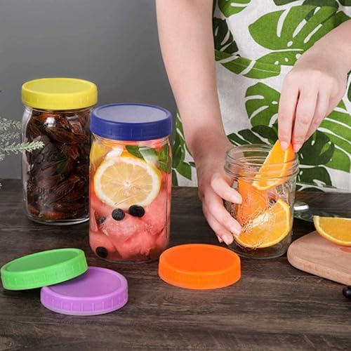 Miniatura 6 de 10 tapas de plástico corlored para frascos de conservas, tapas de almacenamiento a prueba de fugas, compatibles con tarros de silicona Mason (tapas