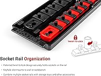 Vista 165 de TEKTON Juego de llaves de vaso de 6 puntos de 1/4 pulgadas de profundidad con riel, 11 piezas (5/32 - 9/16 pulgadas) SHD90105