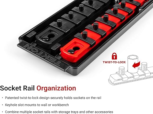 Miniatura 6 de TEKTON SHD90216 - Juego de enchufes de 12 puntos con rieles, 50 piezas (532-916 pulgadas, 0.157-0.591in)