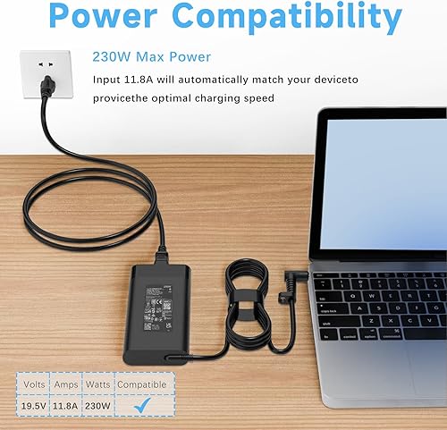 Miniatura 7 de Cargador de 230 W compatible con HP Omen 15 16 OMEN Transcend, Victus 16 de Gaming Laptop ZBook Fury 16 G8 G9 G10 11.8A adaptador de CA