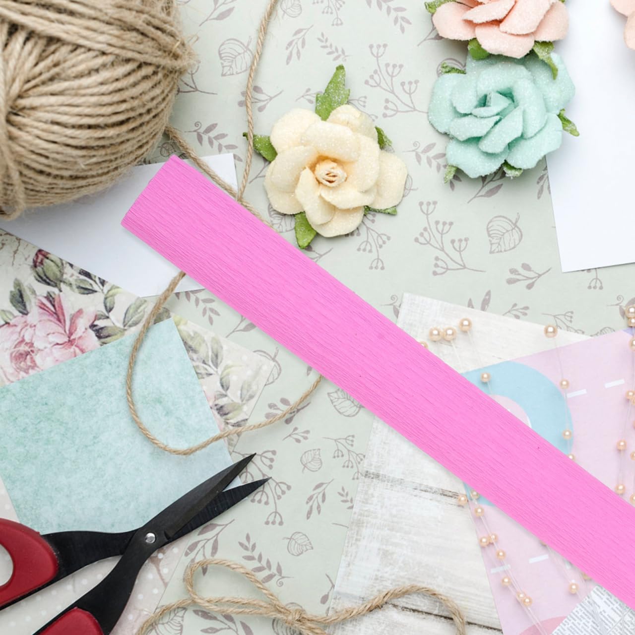 LIFKOME Crepe Paper Folds Crepe Paper Roll Pink Italian Sheets Gift Wrapping Paper for Floral Artwork DIY Flower Making Wedding Decor 2.5x0.5m 180g Heavy