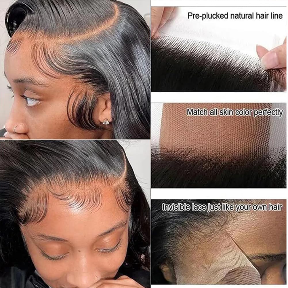 13x4 Lace Frontal Closure with Baby Hair HD Transparent Swiss Lace Brazilian Straight Virgin Human Hair Lace Frontal Pre Plucked Ear to Ear Frontal Closure 150% Density (16 Inch)