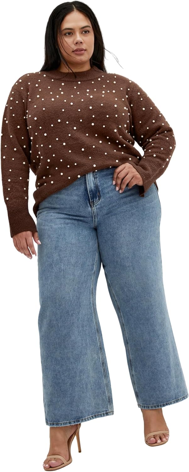 City Chic Women's Plus Size Sweater - Pearl Gate