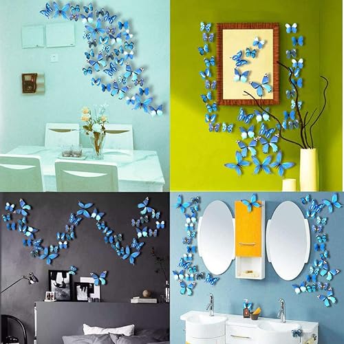 Miniatura 6 de Calcomanías de pared de mariposas, 36 unidades, mariposas 3D, decoración del hogar para habitación, calcomanía de pared para habitación de niñas,