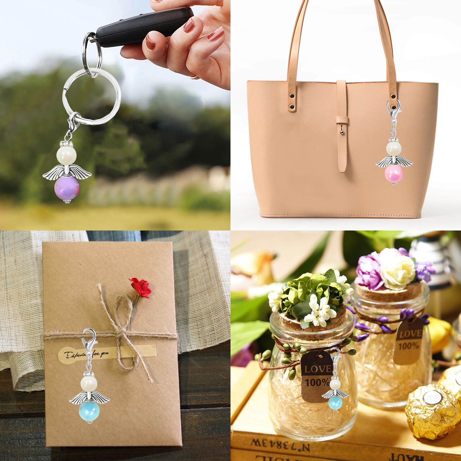 Portachiavi Angelo In Lega - Set Di 50 Ciondoli Per Fai Da Te, Matrimoni, Battesimi | Regalo Simbolico E Creativo - Foto 10