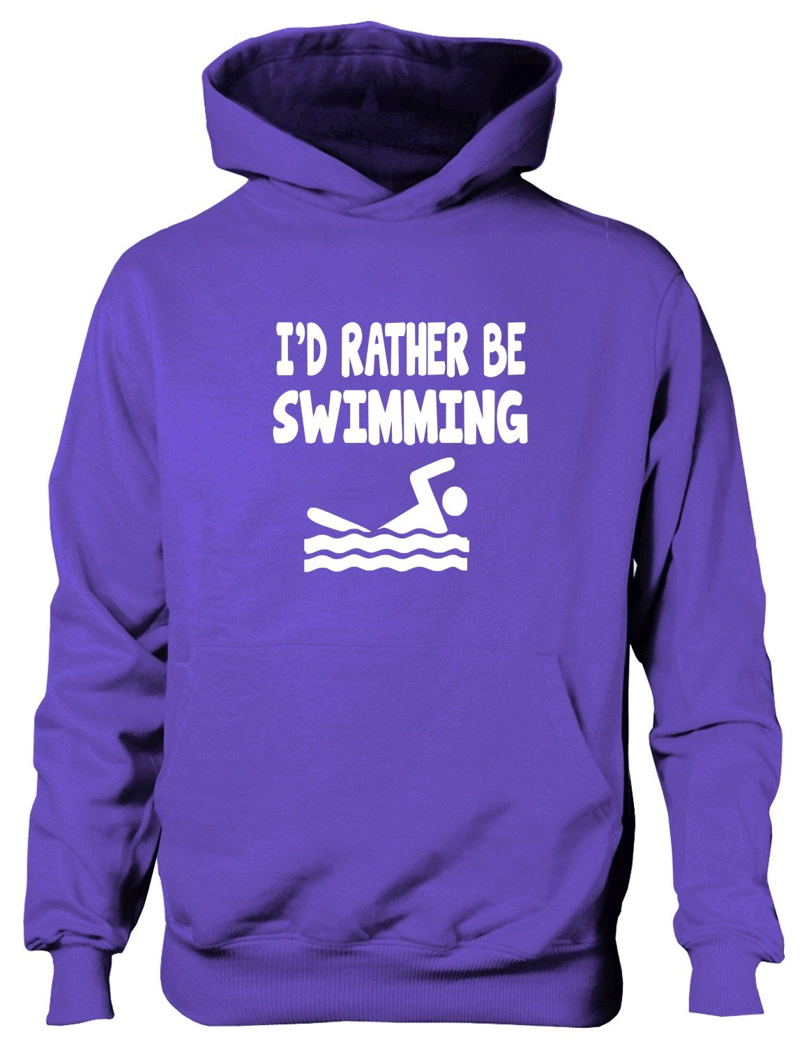 Print4u Boys Purple I'd Rather Be Swimming /Girs Hoodie Available In 6 Colours 9-11