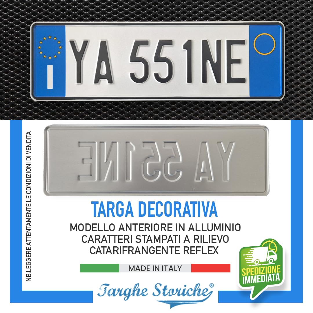 Targa Decorativa Alluminio Catarifrangente Lettere e Numeri Rilievo Personalizzabile Made in Italy