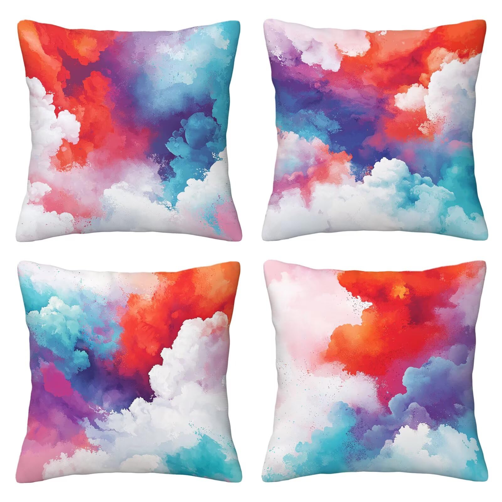 Kissenbezug 55x55 Modern 4er Set Samt Kissenbezüge Bunte Zierkissenbezug Kissenhülle Dekorative Weiche Quadratische Dekokissenbezug Sofakissenbezug Couchkissen für Deko Schlafzimmer Wohnzimmer O-24
