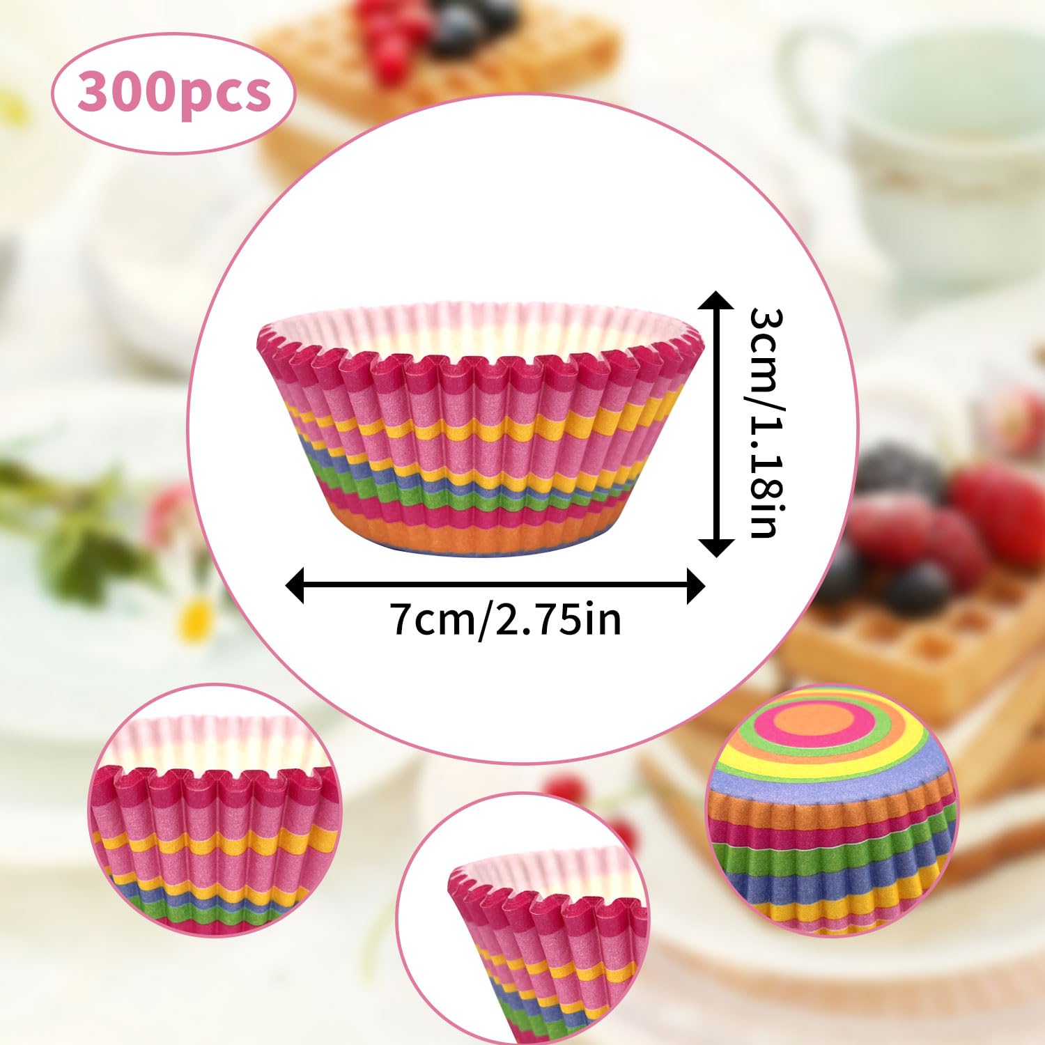 300 Pezzi Pirottini Di Carta Per Muffin Pirottini, Pirottini Di Carta, Per Pasticcini Forno Cioccolatini Arcobaleno