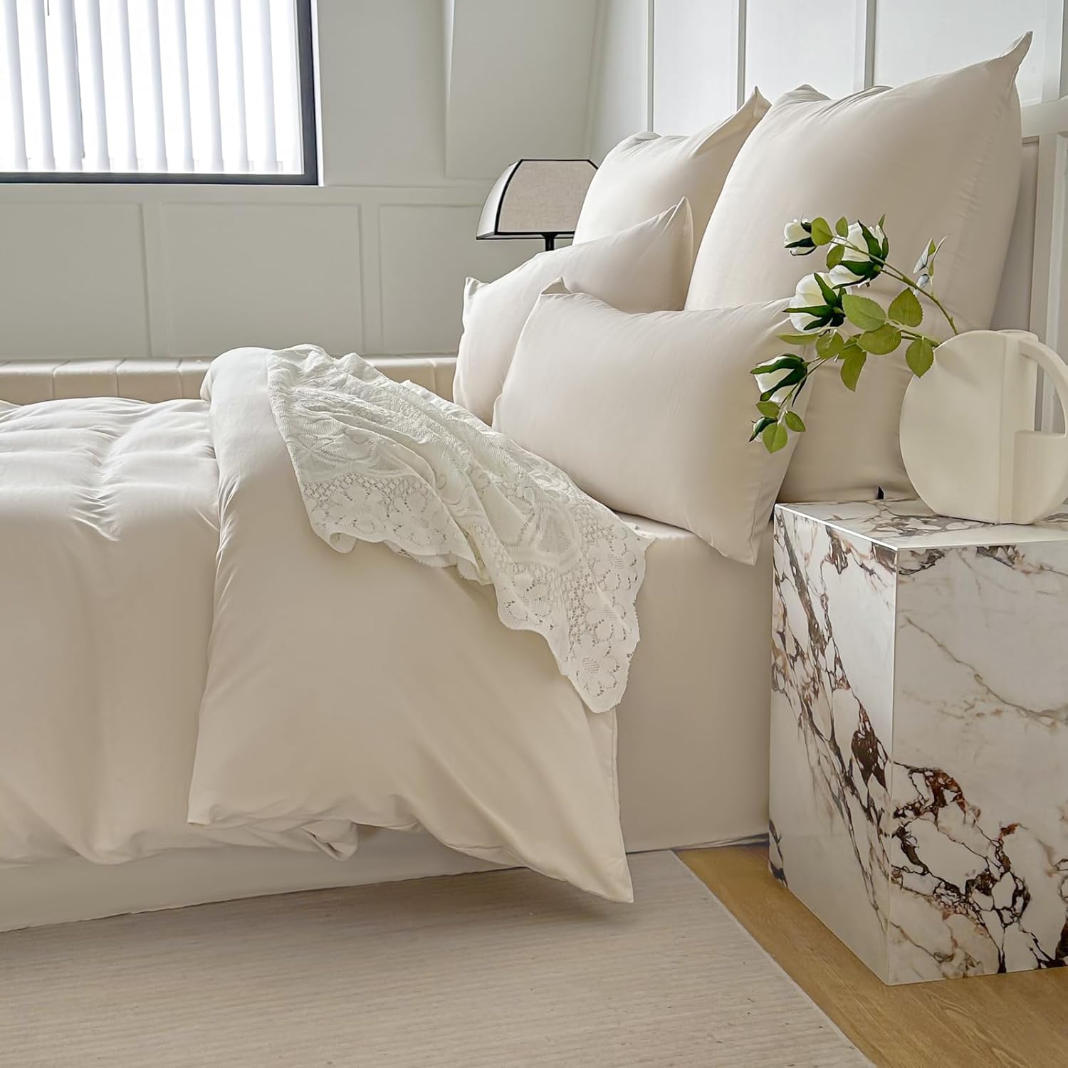 Beige Duvet Cover King Size Ultra Soft Brushed Microfiber- King Duvet Cover 3 Pieces Set: 1 Duvet Cover 104x90 with Zipper Closure + 2 Pillow Shams - Comforter Cover King Size - Image 2