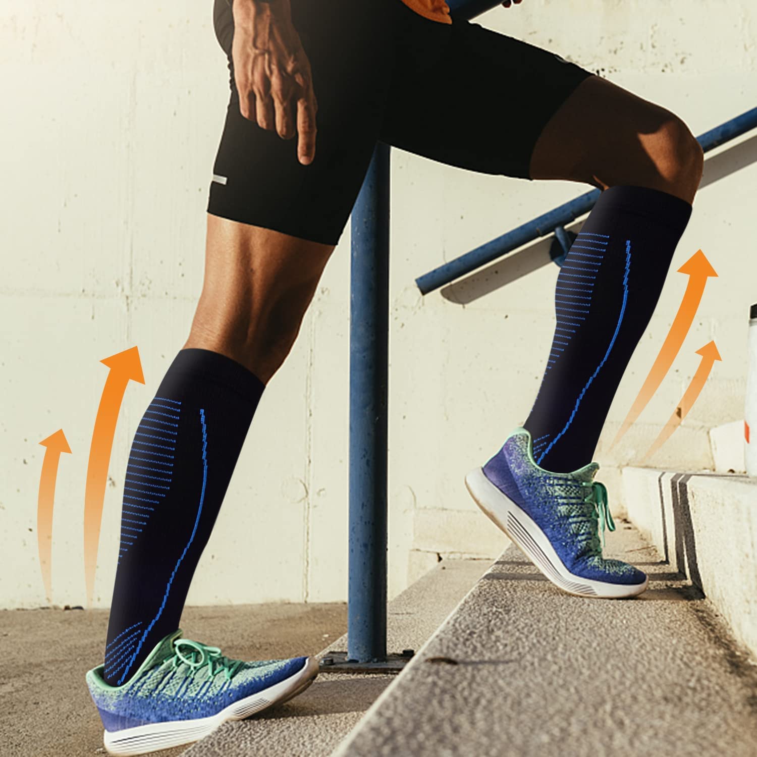 ACTINPUT Bas de Contention Femme et Homme，4 Paires Chaussettes de Compression pour Sportive, Cyclisme, Voyage en Avion, Course à pied, de Grossesse，de Vol et de Voyage