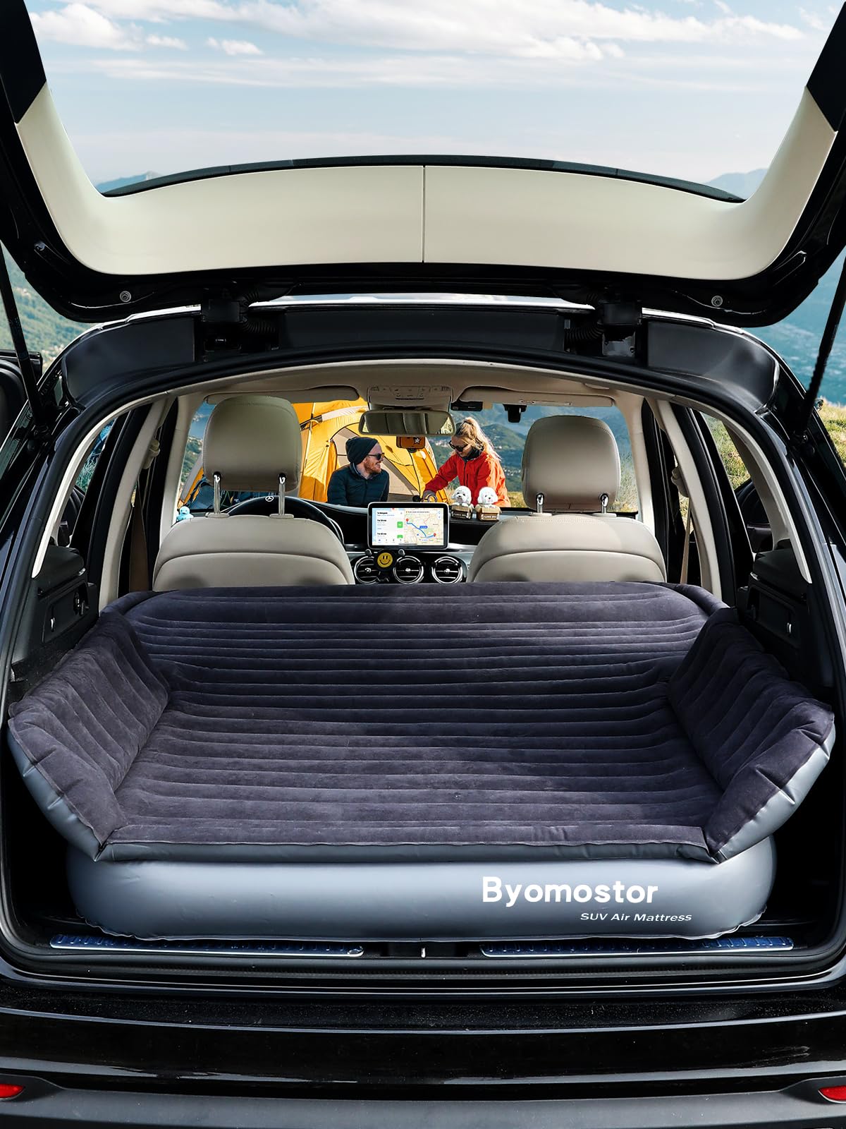 SUV Air Mattress with Wireless Removable 3-in-1 Built-in Pump & Mattress 'Wings' | 7-inch Height Car Mattress for Mid/Large SUVs, Trucks, Minivans,