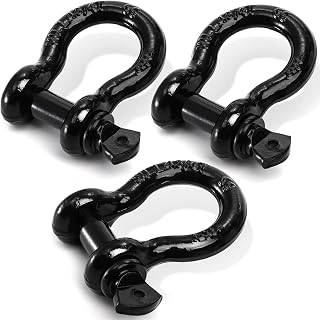 Bekith 3 Pack 3/4" D-Ring Shackles 57,000 lbs Break Strength Heavy Duty Off-Road Recovery Shackles Black