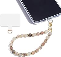 Vista 36 de Correa de muñeca para teléfono con cuentas de mármol, correa de teléfono desmontable con pestaña de sujeción, correa de muñeca manos libres Yaxaita