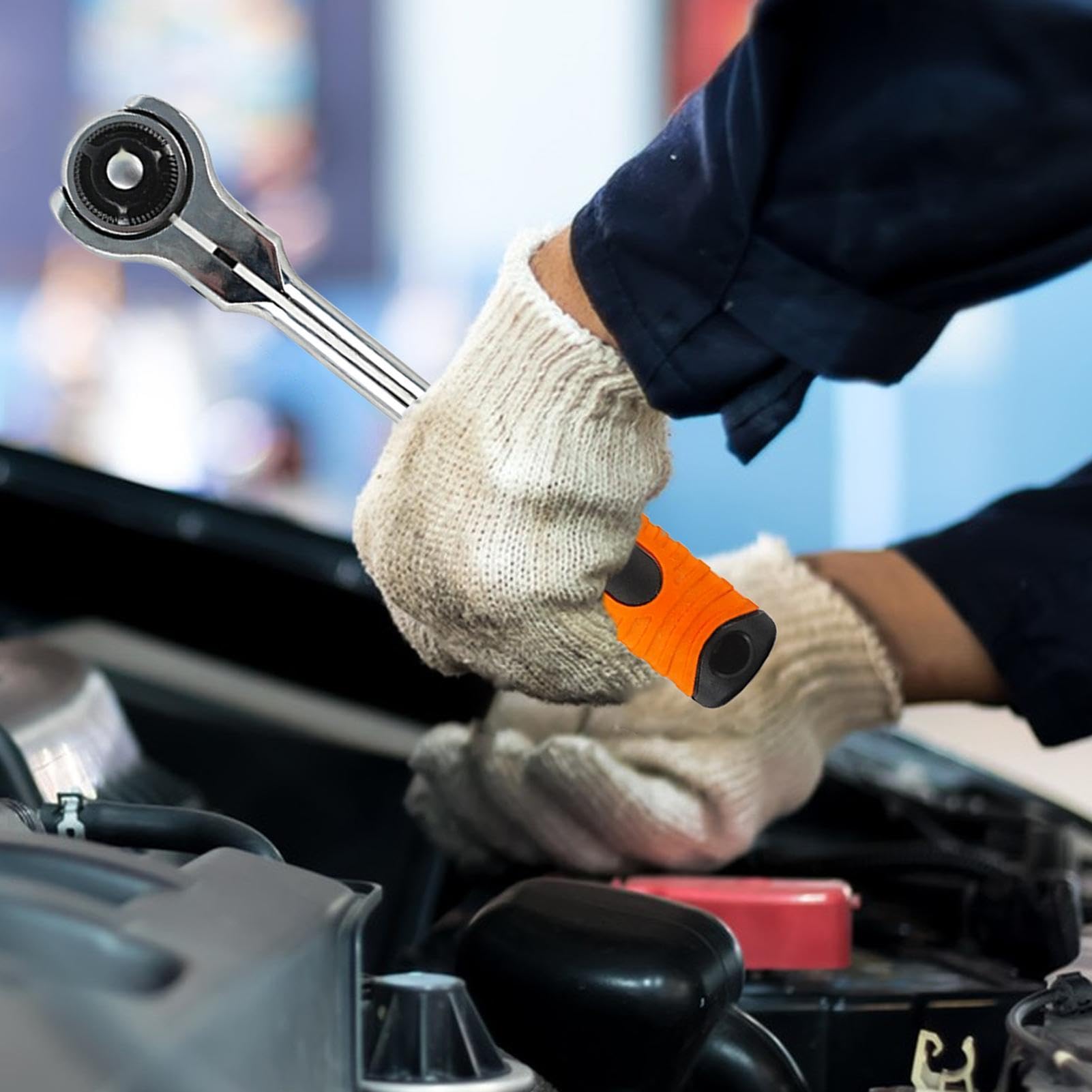 Herramienta de llave de carraca, cabezal giratorio de 72 dientes para reparación de automóviles, garaje, hogar, bicicleta, motocicleta y mantenimiento de automóviles