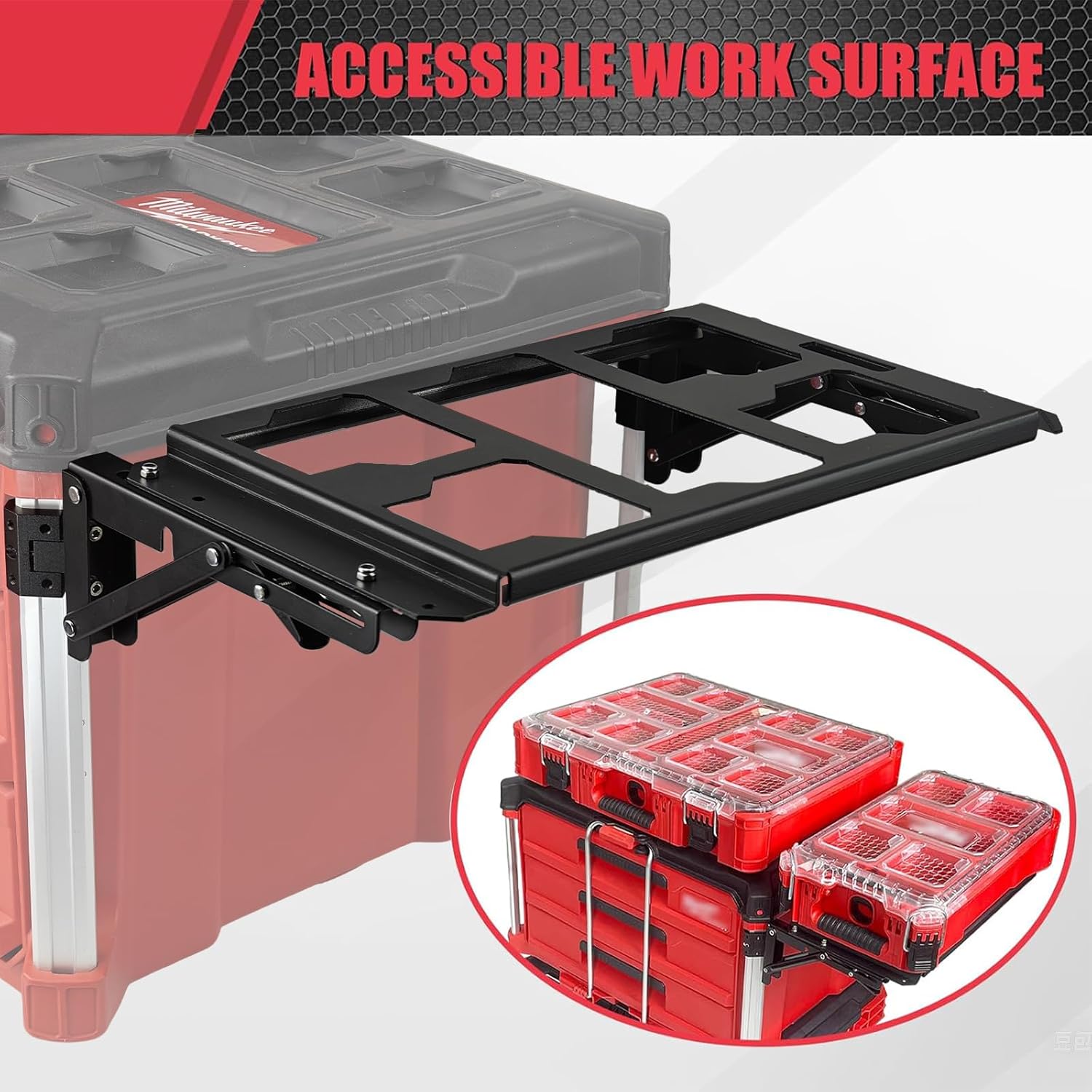 Upgrade Folding Packout Mount Compatible with Milwaukee Packout Toolbox,Mounting Plate for Packout Toolbox Side Storage