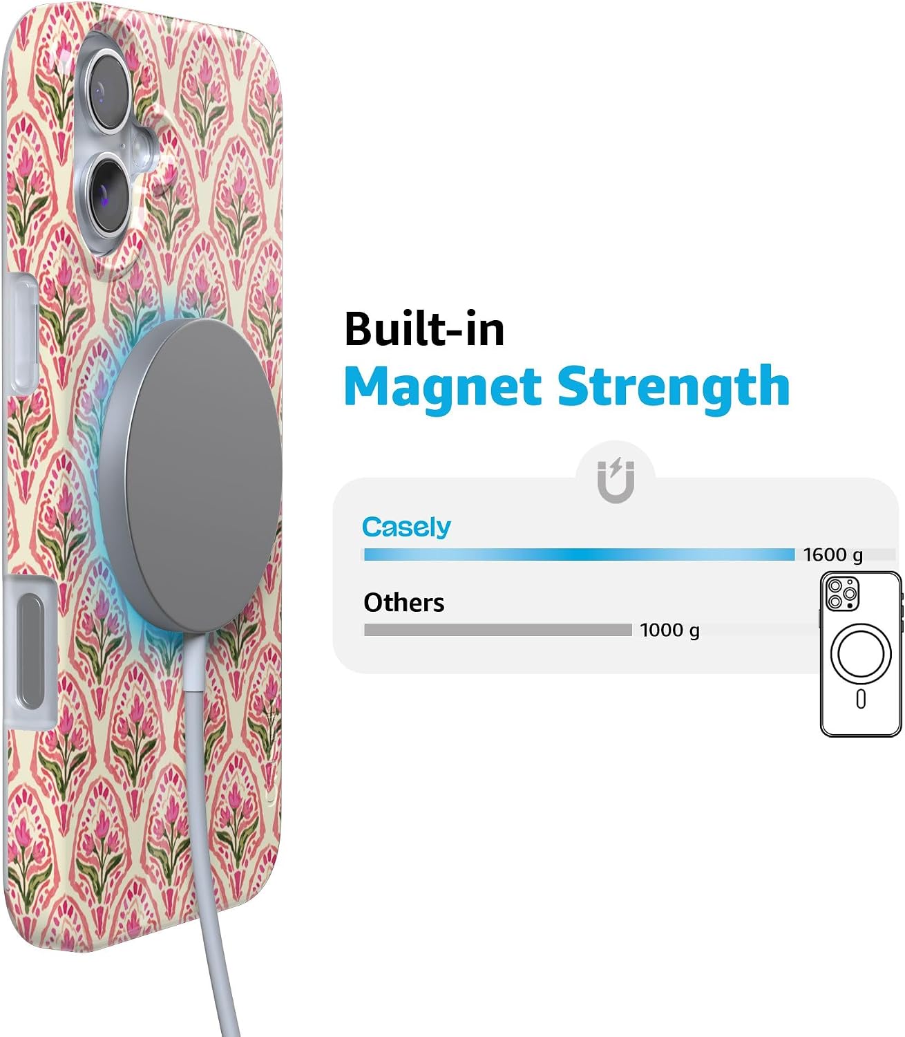 Casely iPhone 16 Plus Case | Tulip Tapestry | Jenna Palek x Casely | Compatible with MagSafe | Classic Ultra Thin Design