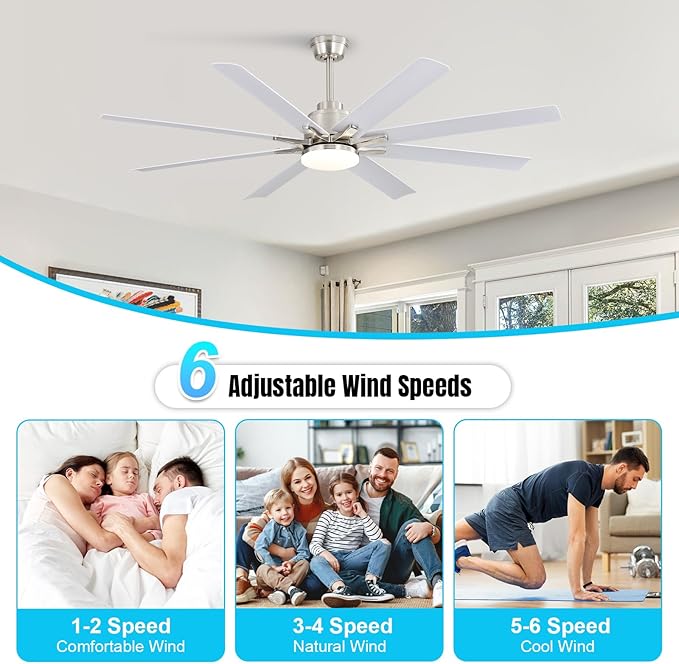 Ventilador de Techo 66 Pulgadas con Luz, Inteligente, Exteri miniatura 6
