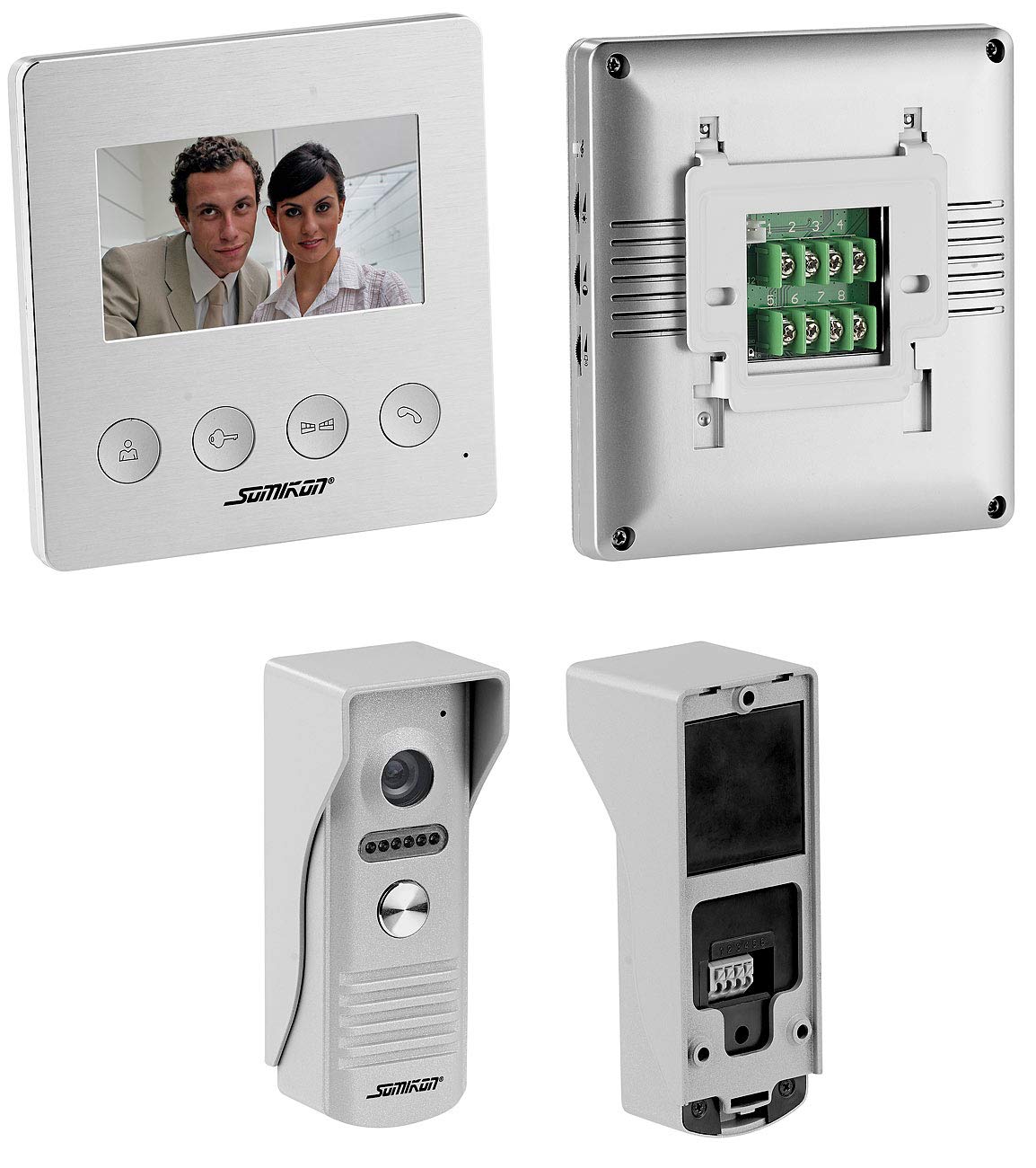 Somikon Videoklingel: Video-Türsprechanlage mit Farbdisplay, LED-Licht & Türöffnungsfunktion (Video Türklingel mit Türöffner, Klingel mit Türöffner, Audio)