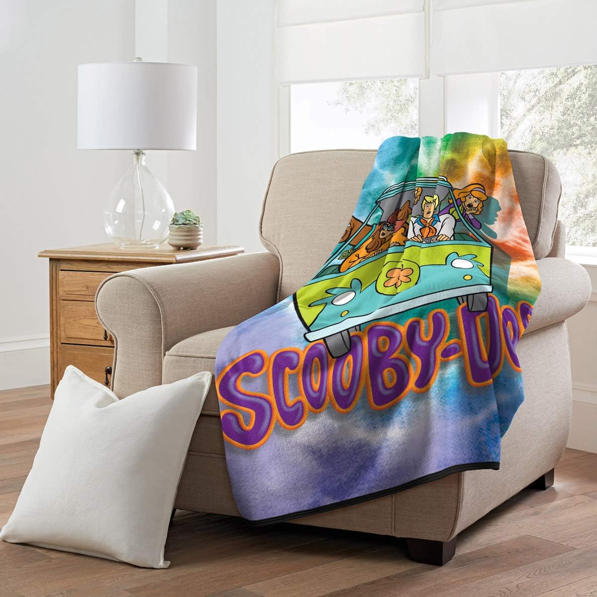 Scooby Doo Tie Dye Gang Mystery Machine Soft Super Plush Blanket 46" X 60"