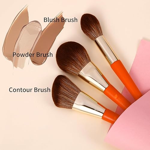 Miniatura 3 de DUcare Brochas de maquillaje, 9 piezas, serie de ciervos, juego de brochas de maquillaje con cepillo para bolsa, base Kabuki, mezcla de polvo,