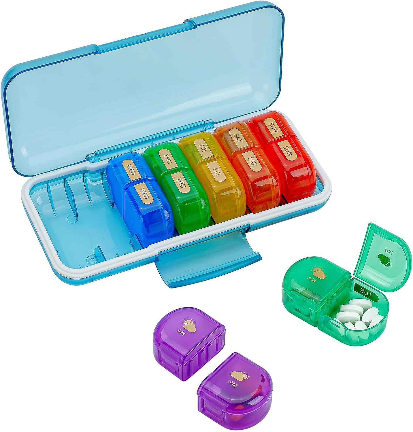 Weekly Pill Organizer 2 Times a Day, 7 Day Travel Pill Case