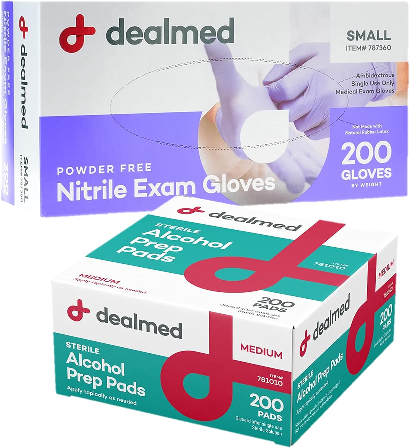 Dealmed Nitrile Exam Gloves and Alcohol Prep Pads Bundle