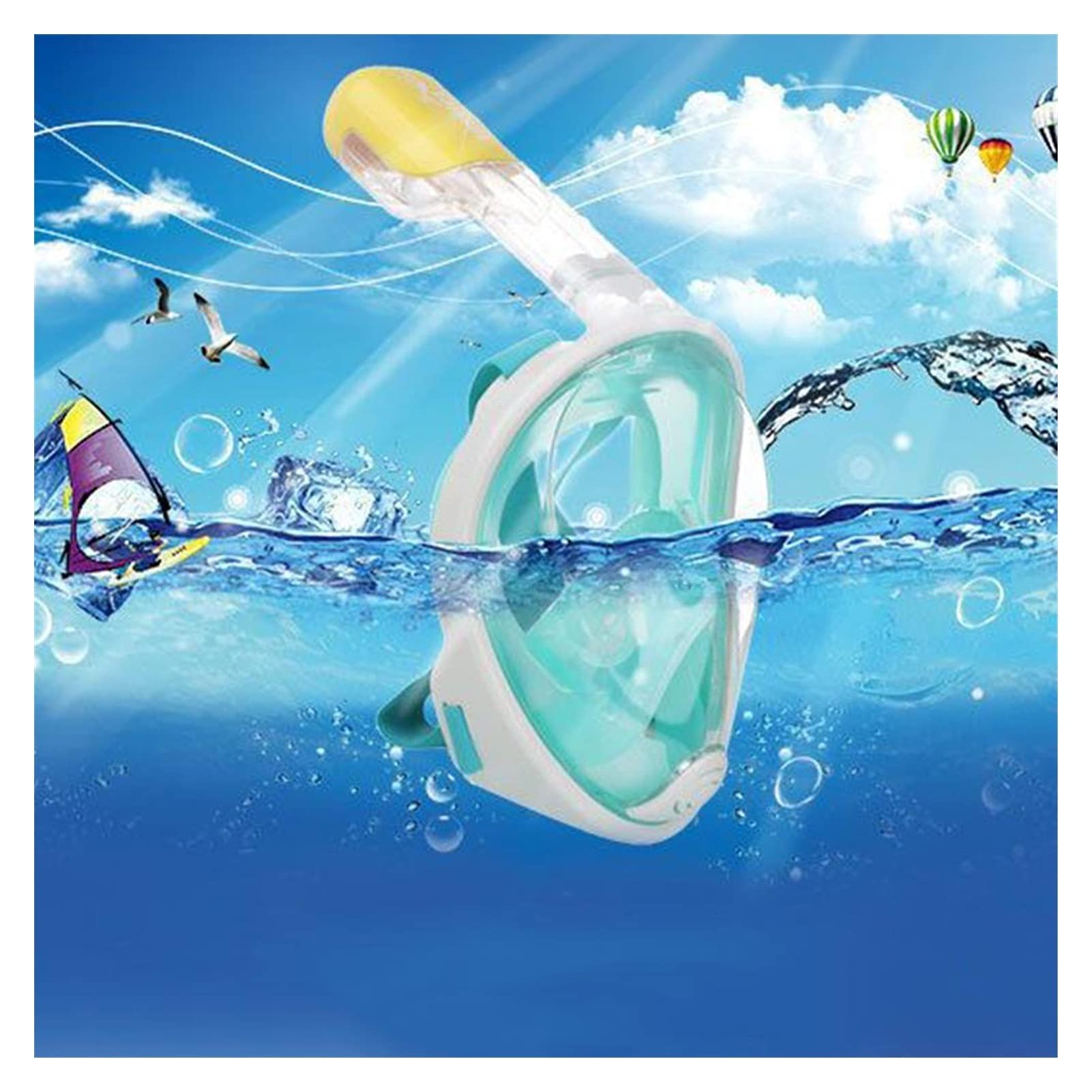 Scuba Swimming Mask Full Face Anti Fog Snorkeling Máscara de Buceo Pesca submarina Máscara Gafas (Azul Talla única) (BK Talla única)