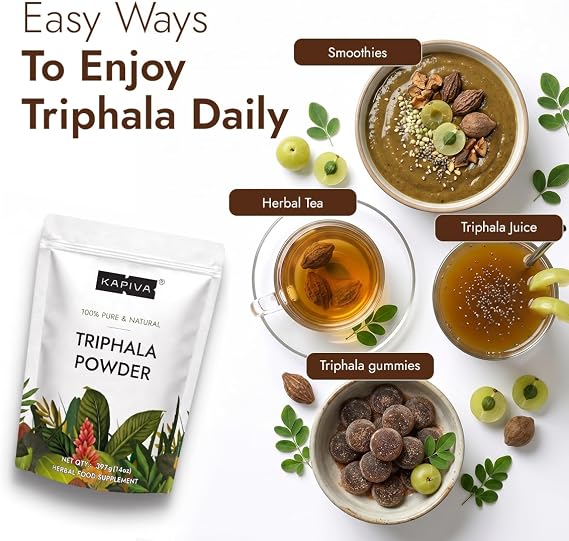 Kapiva Triphala Powder 14 oz (397g) | Ground Amla, Bibhitaki & Haritaki Fruits | 100% Natural, Non-GMO | Ayurvedic Herbal Powder | No Fillers, No Preservatives