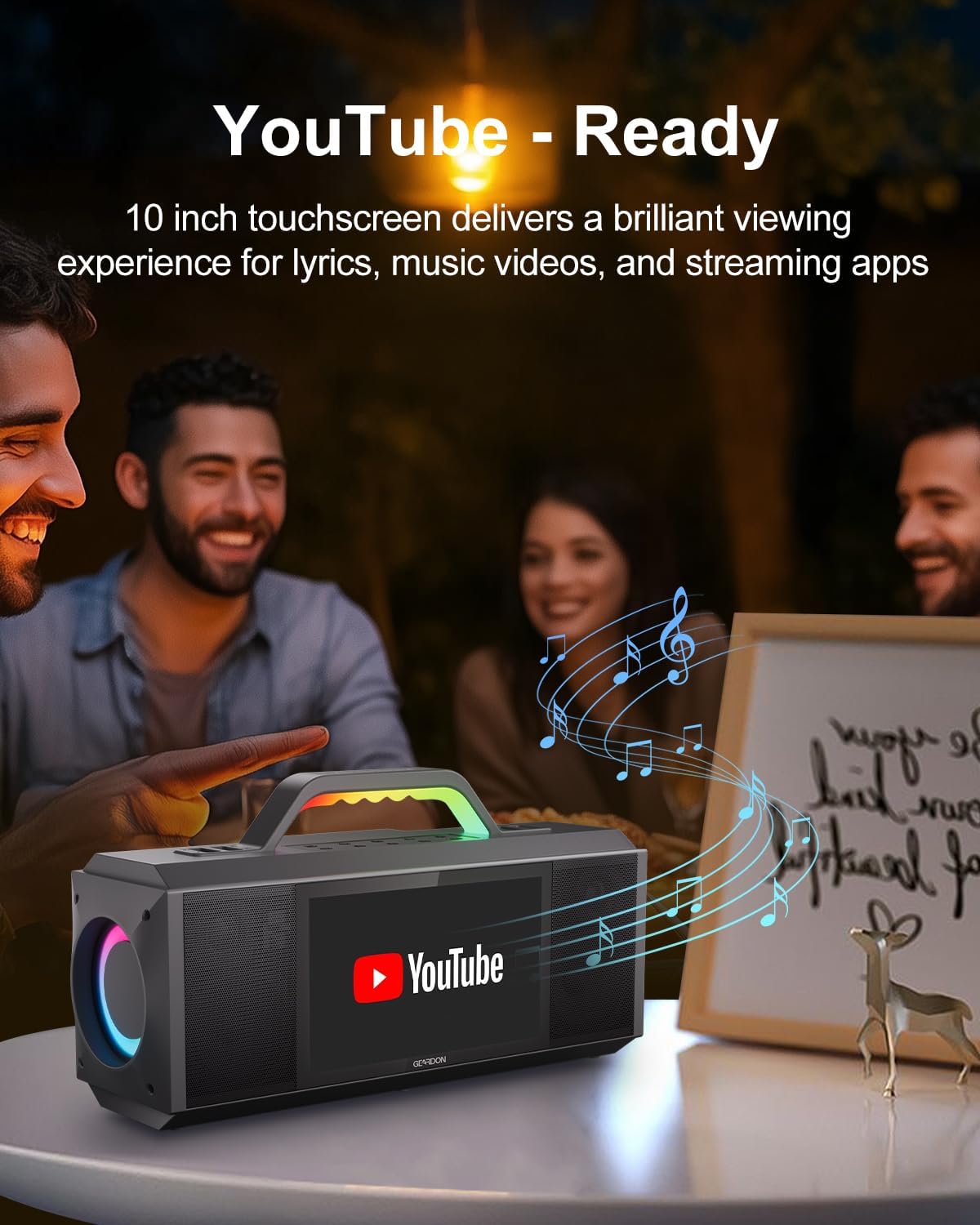 Karaoke Machine for Adults - with Lyrics Display and Screen, Professional Karaoke System, 2 Wireless Mics, 200W Peak Power, Free Karaoke App, Portable Karaoke Speaker for Home Party and Any Occasion - Image 7