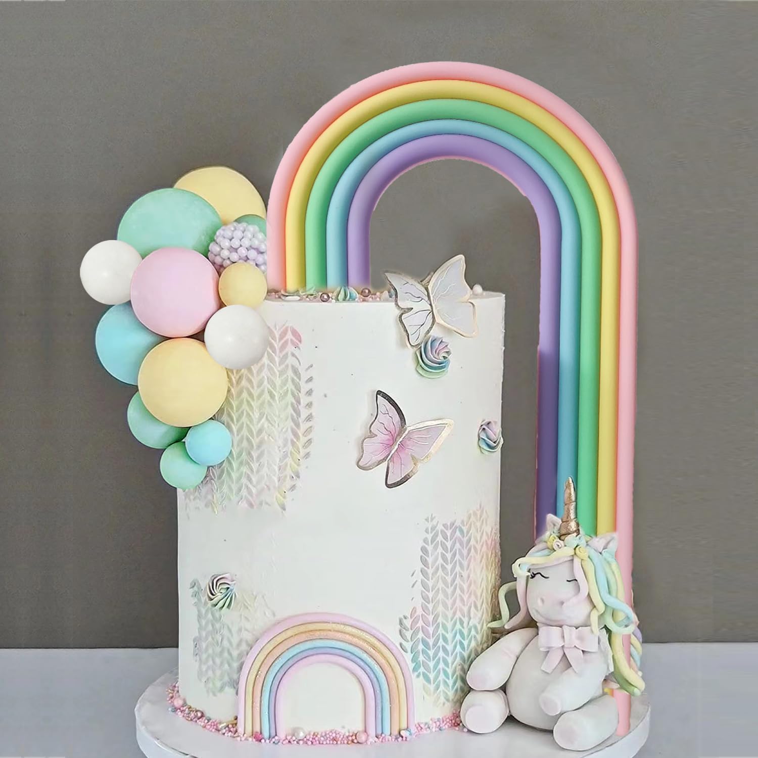 Torta Decorazioni Arcobaleno, 28 Pezzi Cake Topper, Palline Decorative per Feste (A)