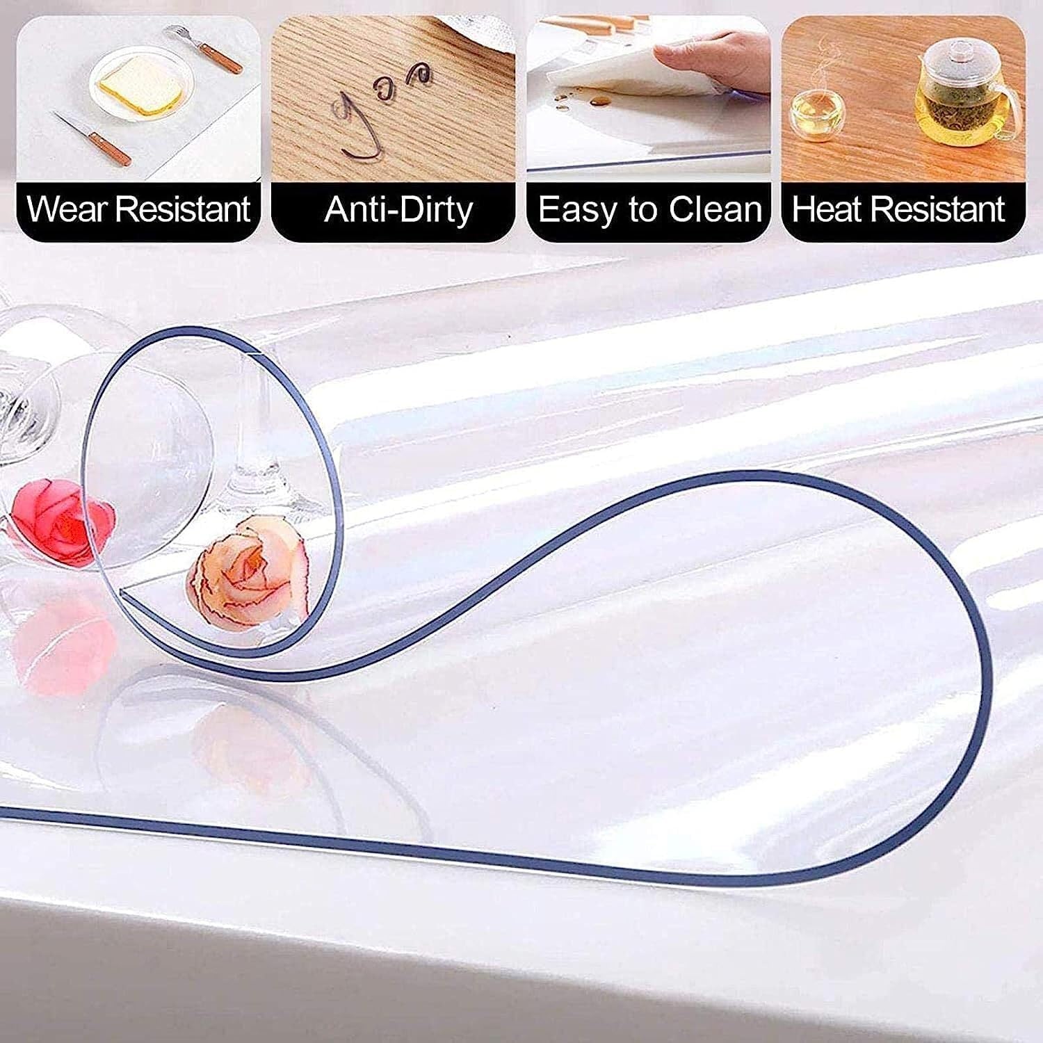 Transparent Floor Mats, PVC Table and Chair Mats, Suitable for Entrance, Corridor, Bathroom, Kitchen, Easy to Clean(140 * 200cm)