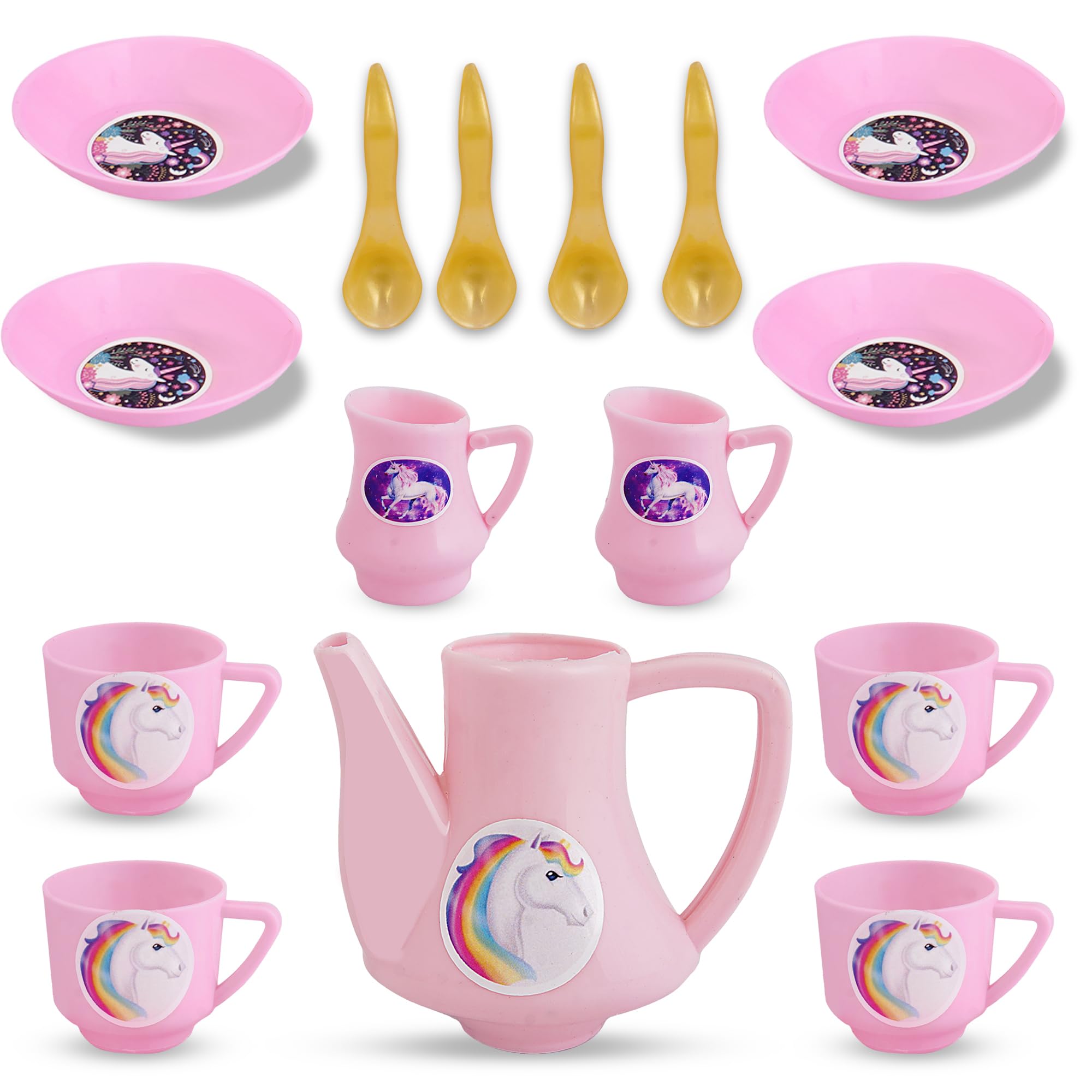 VGRASSP Plastic Tea Party Pretend Play Kitchen Coffee Set 15 Pc Set Toy Tea Pot Tea Cups Saucers Tea Pot Kettle Milk Pots & Spoons Fun Learning Playset Toy - Multicolor (Color As Per Stock) (B0CMQSG1R5) Amazon Price History, Amazon Price Tracker