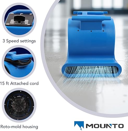 Miniatura 6 de Mounto 3 velocidades Air Mover 1HP 4000+ CFM Monster soplador de piso secadores de alfombras Secador de piso de limpieza